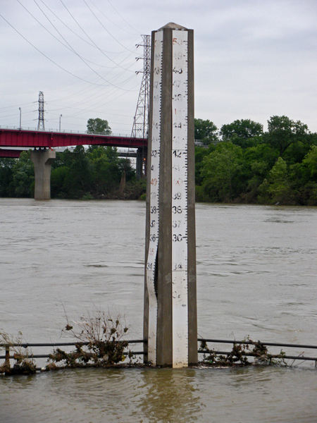 Flood guage in Riverfront Park, May 11, 2010
